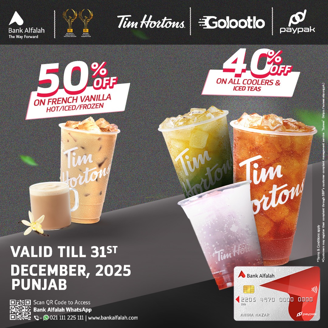 Upto 50% on Bank Alfalah PayPak Card