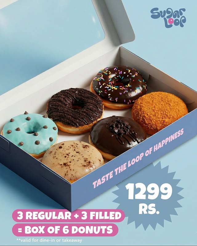 Box of 6 Donuts Deal – Enjoy 6 Fresh Donuts for Just Rs. 1,299