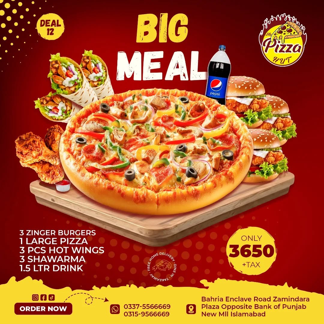 Big Meal Combo Deal in Islamabad – Zinger Burgers, Pizza & More for Rs. 3650
