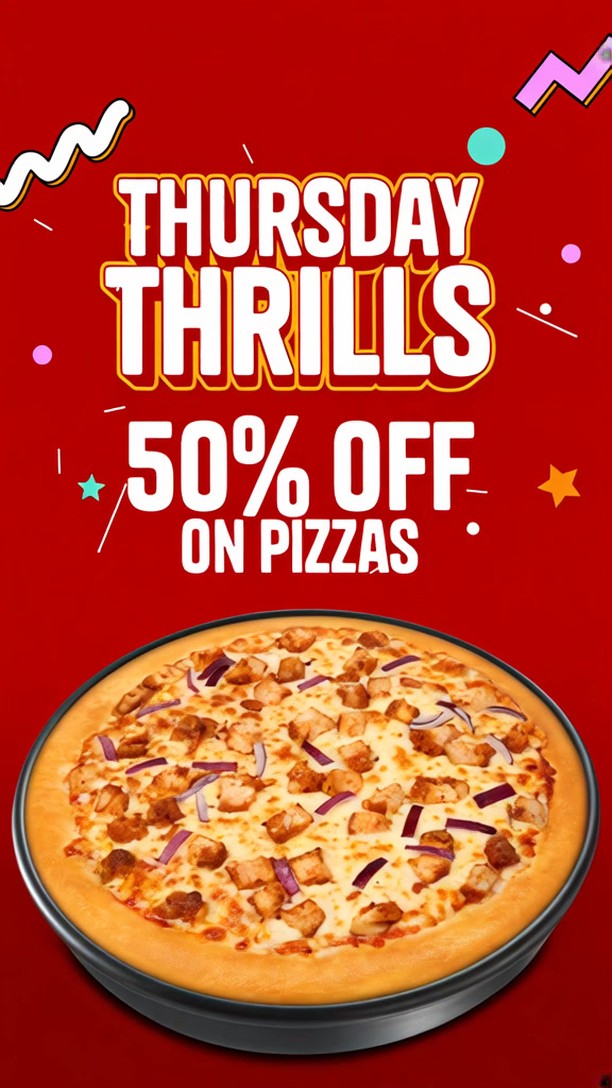 Thursday Thrills Pizza Deal – Medium, Large & Party Pizzas at Special Prices