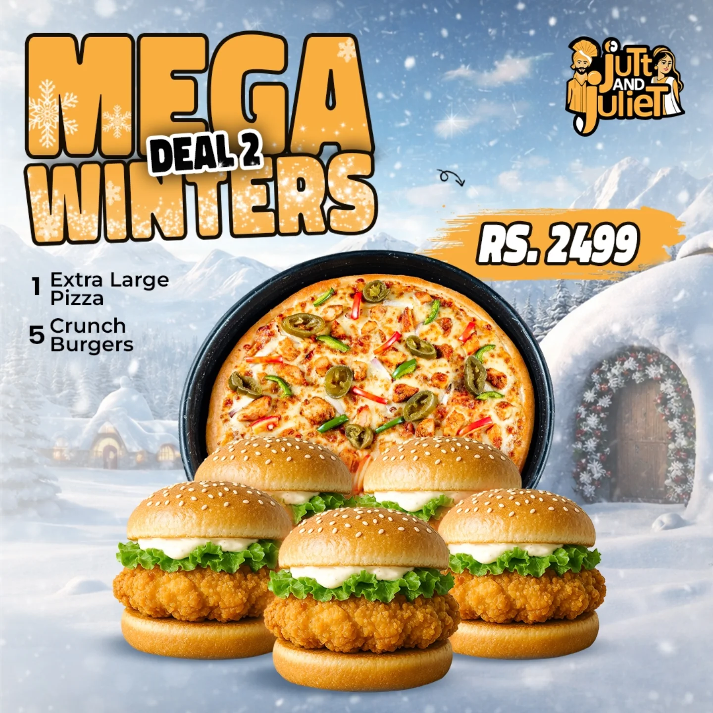 Mega Winter Deal 2 – Extra Large Pizza & 5 Burgers Combo in Rawalpindi & Islamabad