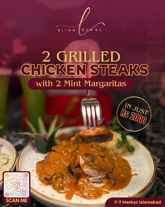 Steak Lovers Deal – 2 Grilled Chicken Steaks & Mint Margaritas for Rs. 2000