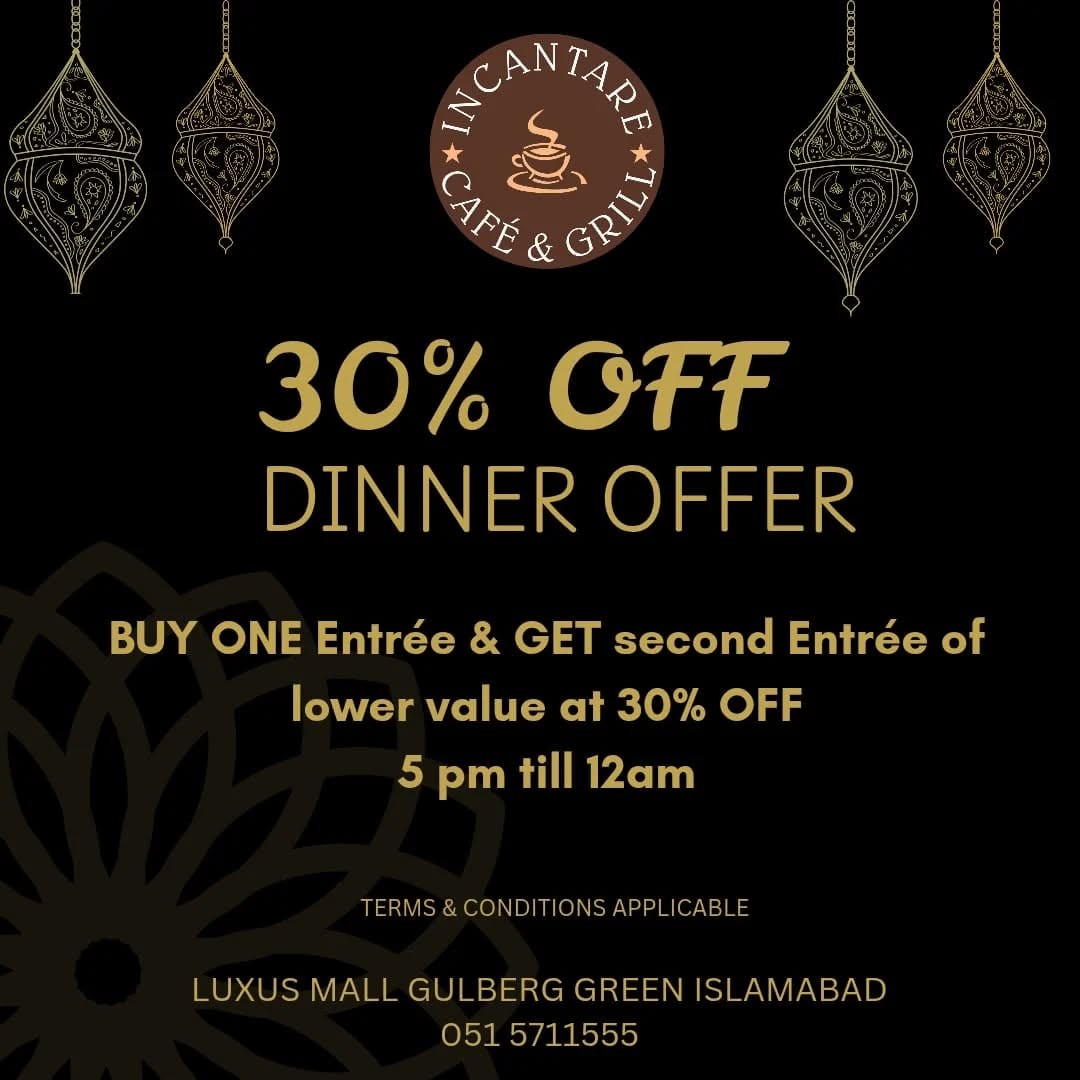 Dinner Time Special – 30% OFF on Second Order (5 PM – 12 AM)