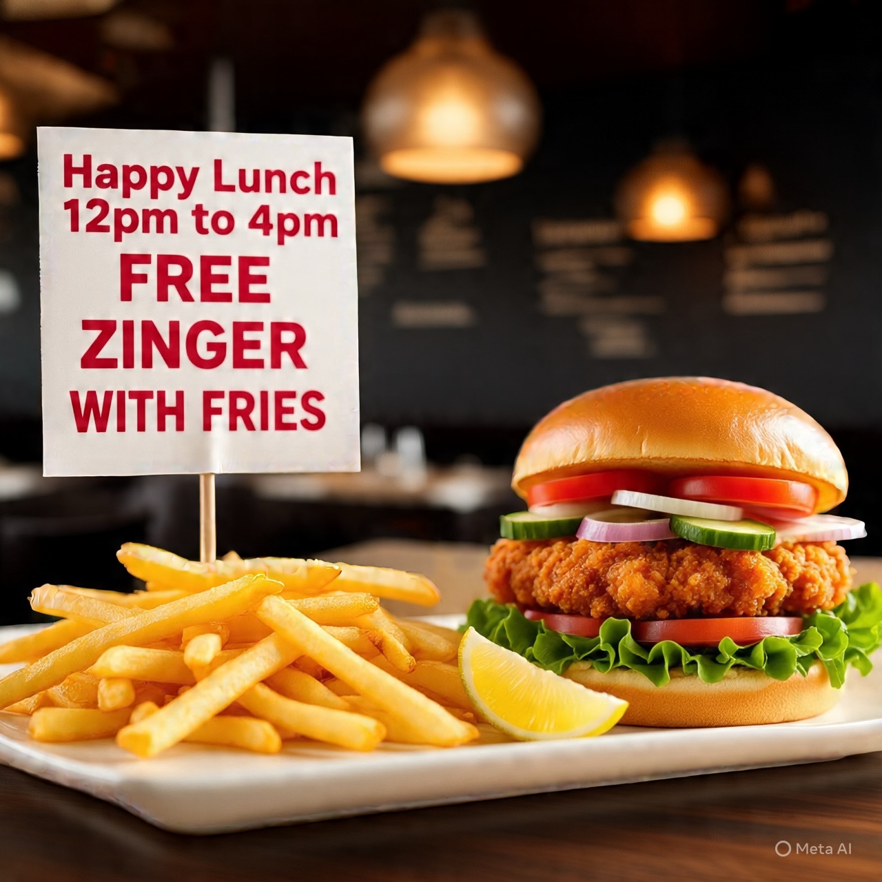 Happy Lunch Hour Special – FREE Zinger Burger & Fries in Rawalpindi / Islamabad