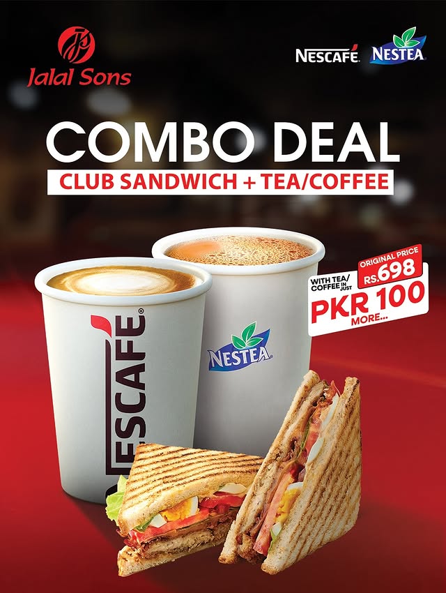 Jalal Sons Combo Deal – Club Sandwich + Tea or Coffee for Rs. 798
