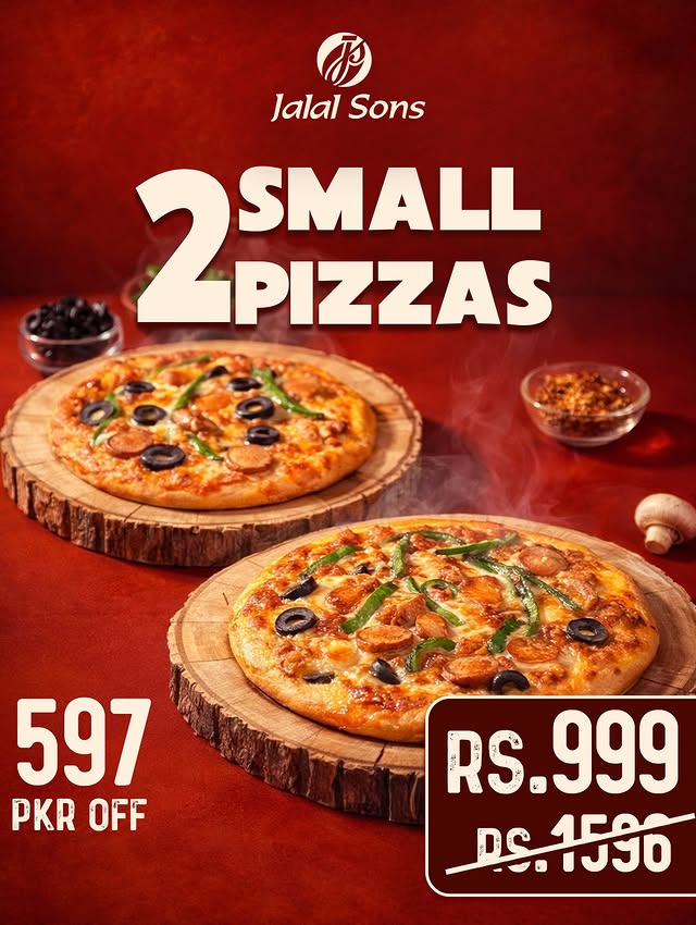 2 Small Pizzas Combo Deal – Walk-In Exclusive at Just Rs. 999