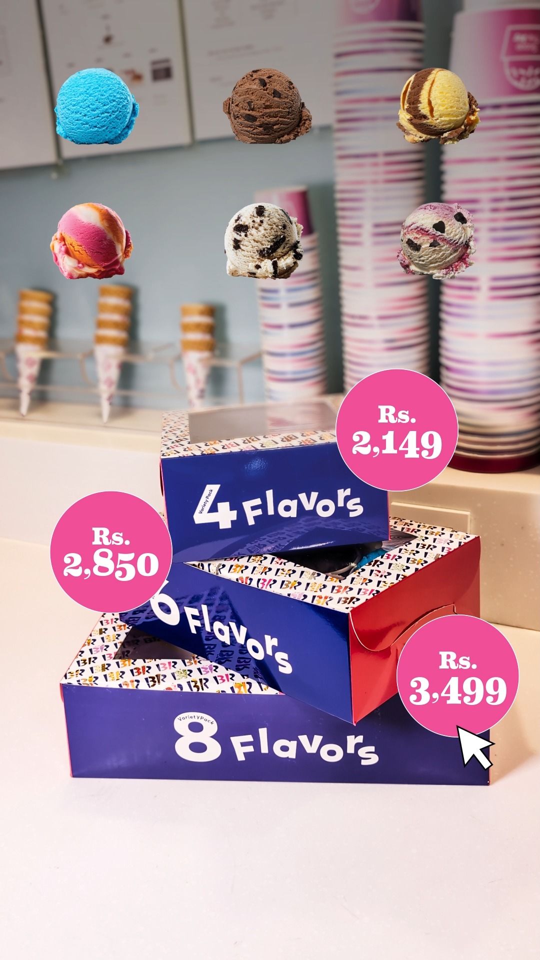 Baskin Robbins Variety Packs – 4, 6 & 8 Flavours Starting from PKR 2149 🍨✨