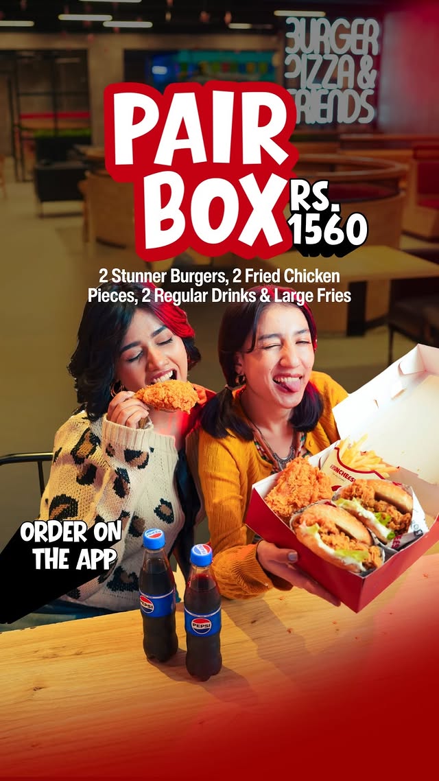 Kruncheese Pair Box – 2 Stunner Burgers, Fried Chicken & Fries for Rs. 1560 🍔🍗❤️