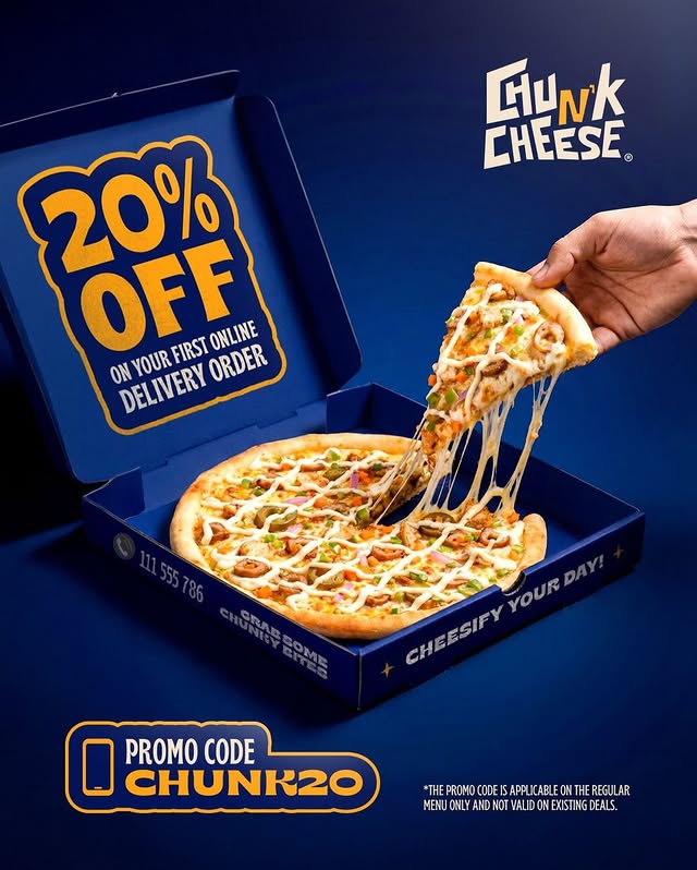 20% OFF Your First Chunk n Cheese Order – Exclusive Web & App Deal 🍕🔥