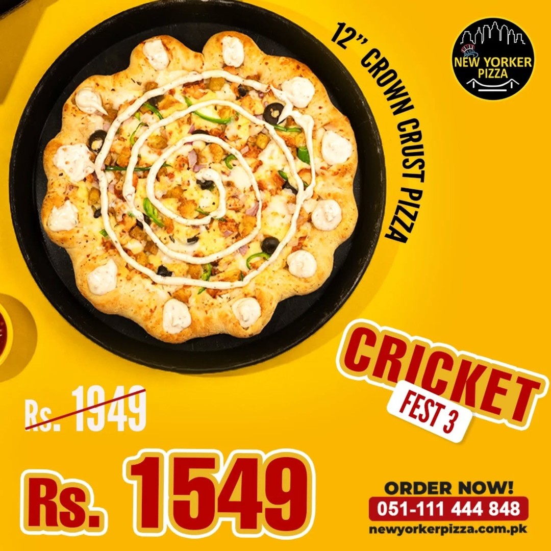 Cricket Feast 3 at New Yorker Pizza Bahria Enclave – 12\" Crown Crust Pizza Deal 🍕🏏