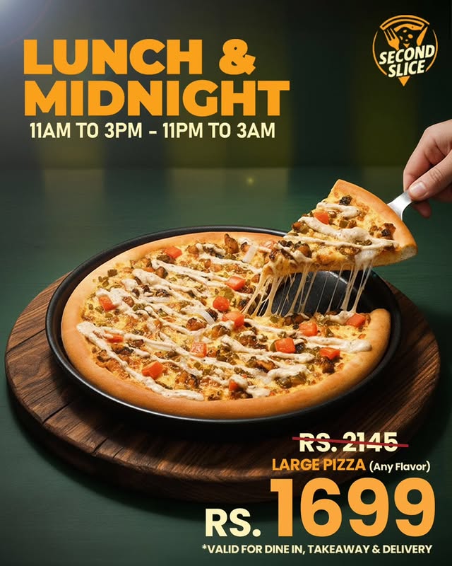 Lunch & Midnight Pizza Deal in Lahore | Large Pizza Any Flavor for Rs. 1699 🍕🔥